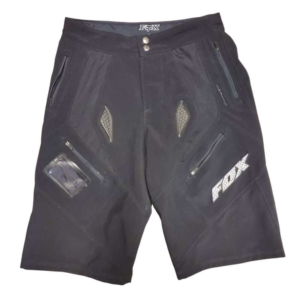 FOX Racing ULTIMATUM Shorts Mens 30 Black Zipped Pockets Unlined Motocross Biker